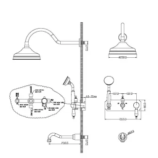 Душевой комплект Boheme Tradizionale Nero 258 золото